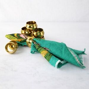 Vintage Solid Brass Napkin Rings, Set of 8 Heavy Mid Century Dining Table